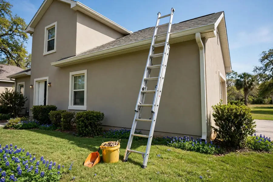 Ladder set for gutter cleaning in Grapevine Texas